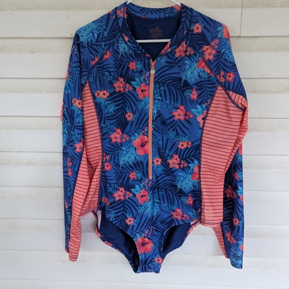 Floral Long Sleeve One Piece Swimsuit